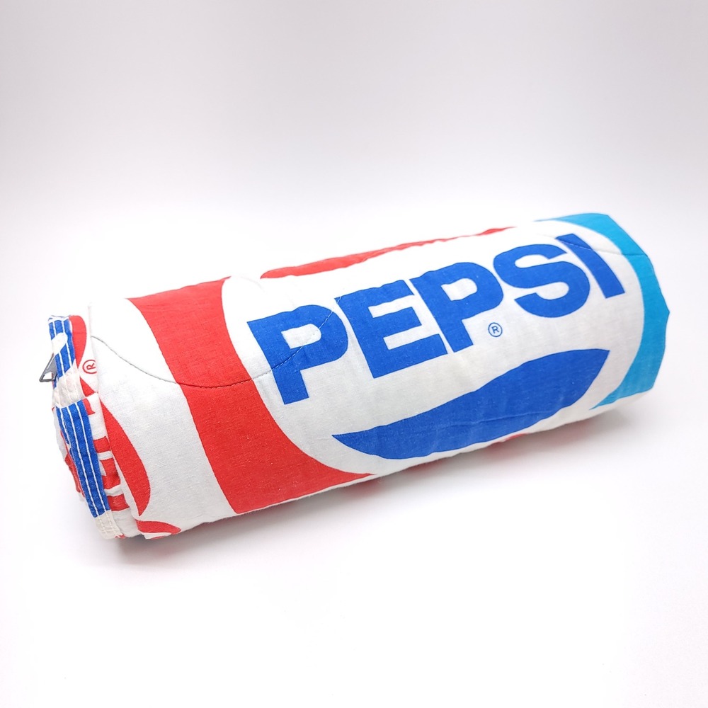 Vintage Pepsi Cola Sleeping Bag Sears Roebuck Logo Print Red White Blue 80x34